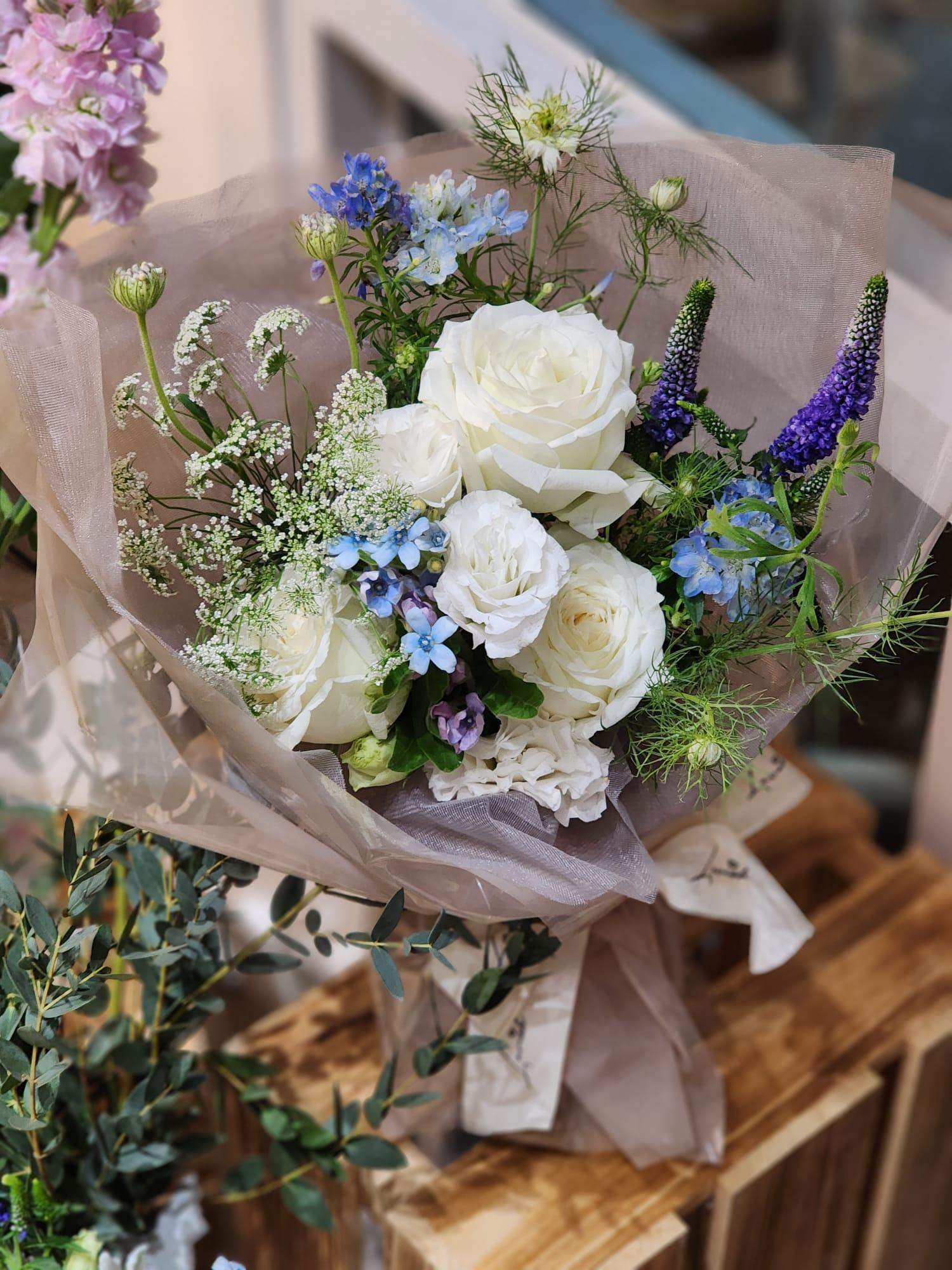 Ann - White Rose Bouquet - Lavish Florist