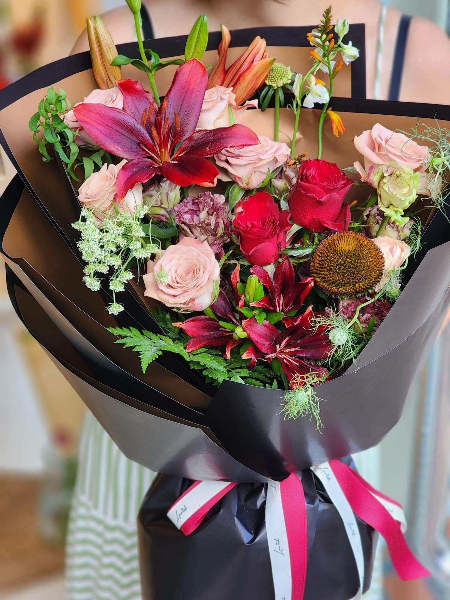 Ruby Beryl - Red Lilies Bouquet - Lavish Florist