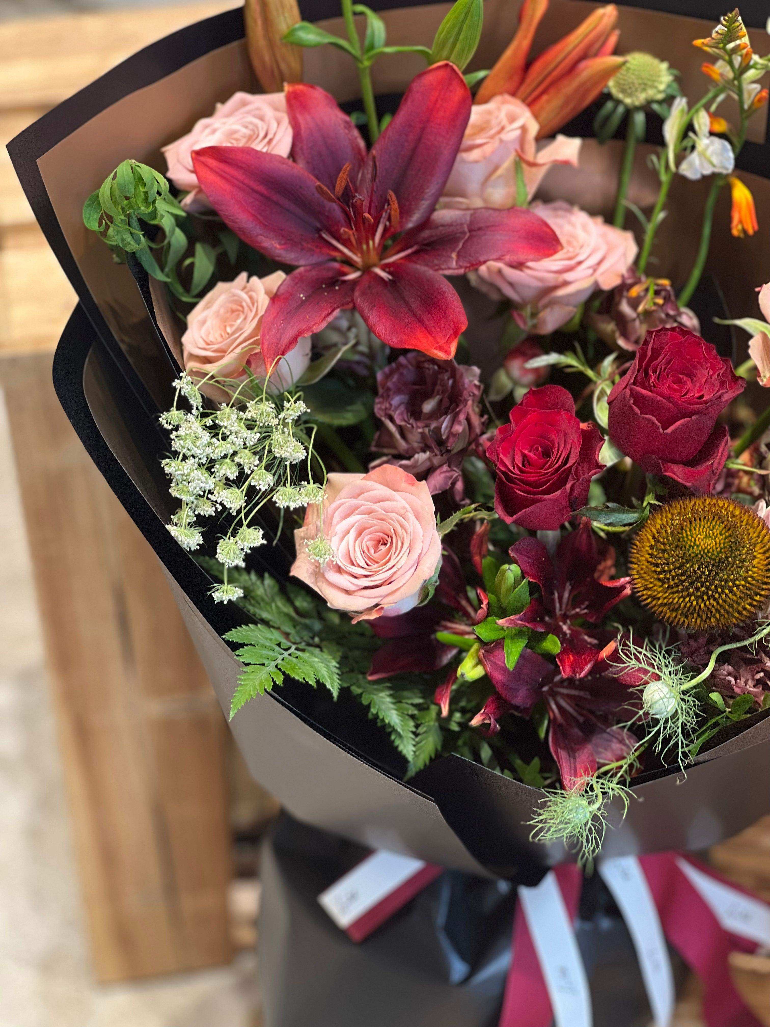 Ruby Beryl - Red Lilies Bouquet - Lavish Florist