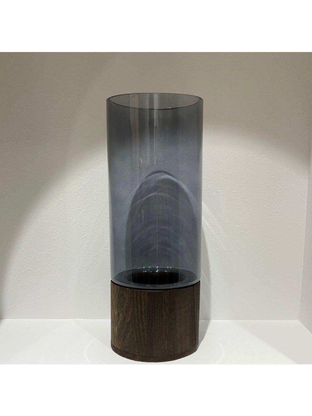 Vase Modern Wood Base Glass Vase