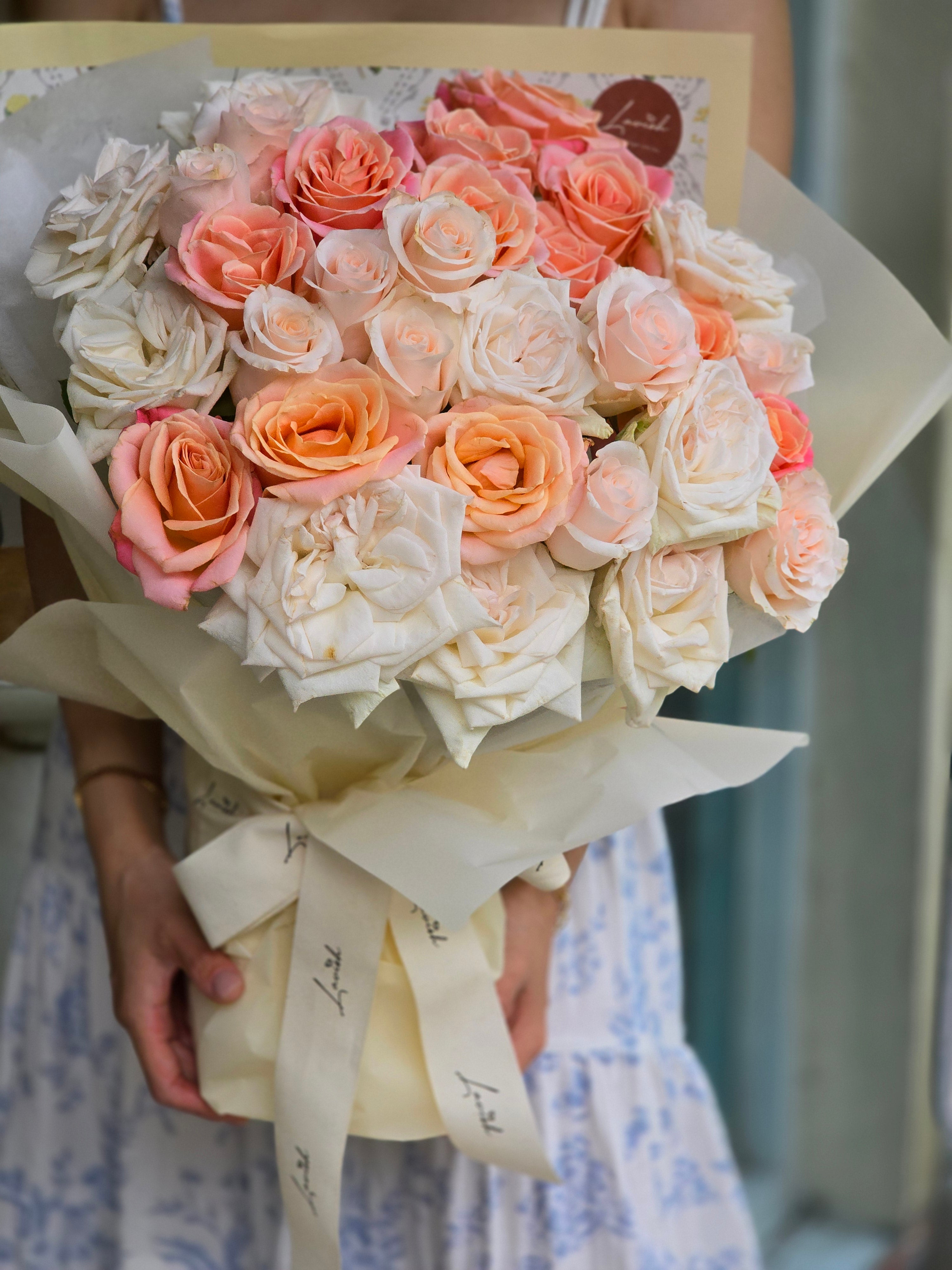 Peach Mary - Peach Rose Bouquet