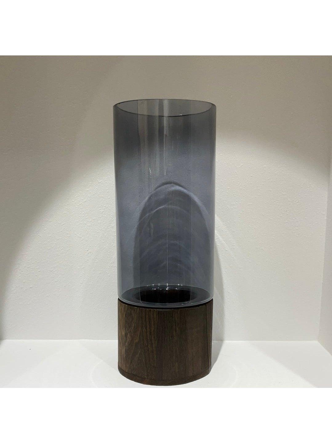 Vase - Modern Wood Base Glass Vase